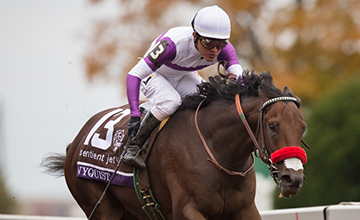 Nyquist winning the 2015 Breeders' Cup Juvenile (photo from the Racing Post)