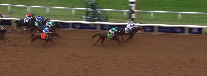Nyquist winning the 2015 Breeders' Cup Juvenile.