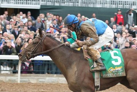 Brody's Cause winning the Grade I Claiborne Breeders' Futurity at Keeneland on Oct. 3, 2015.