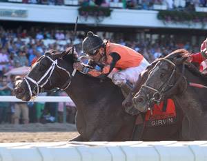 Girvin rallied from last-place to win the $1 million Haskell Invitational (photo via Monmouth Park).