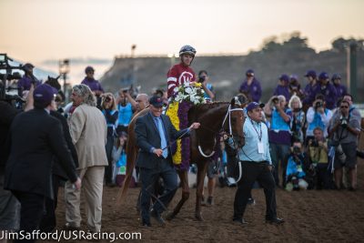 With his win in the Classic, Gun Runner gave trainer Steve Asmussen his sixth win in the Breeders' Cup.